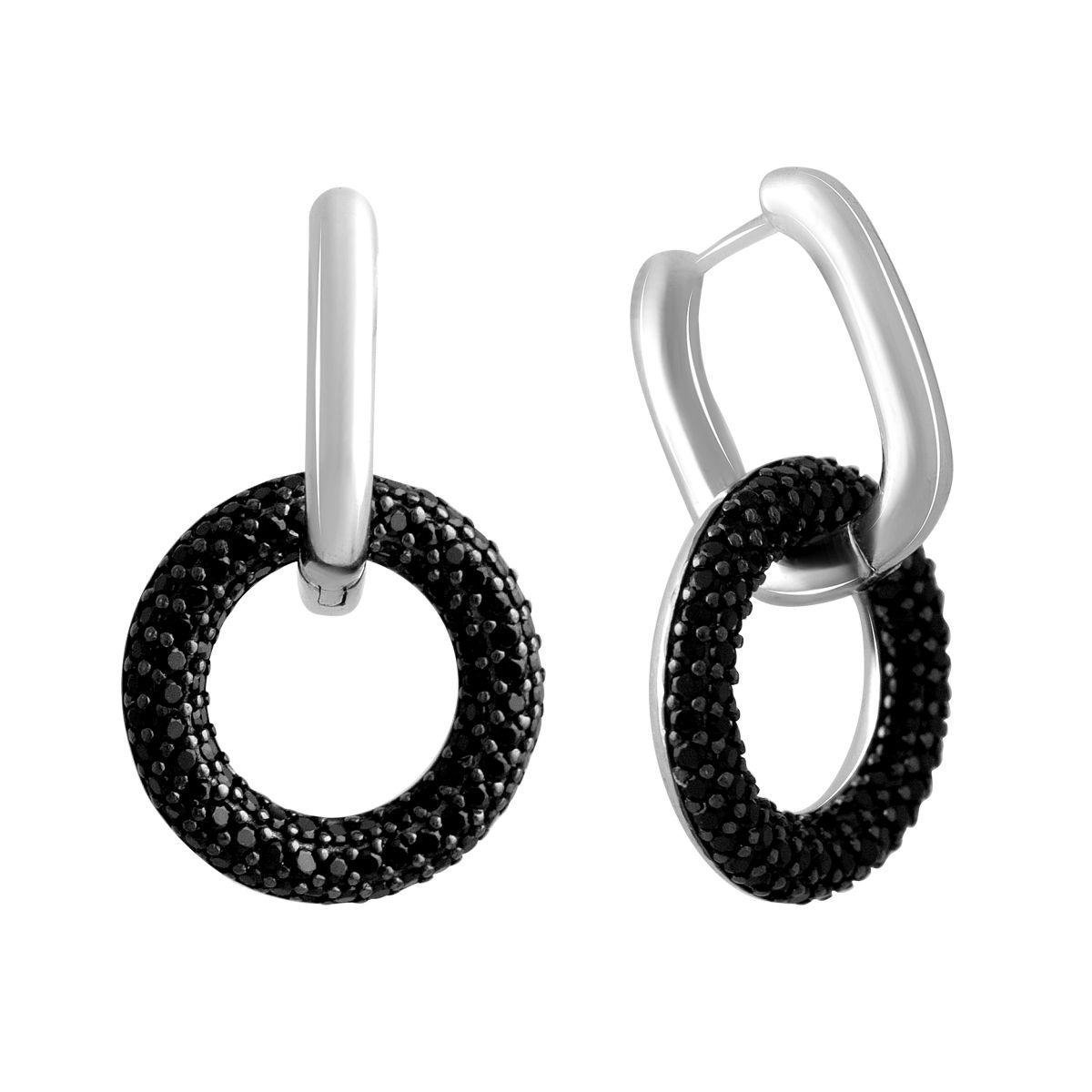 Сережки срібні з чорними фіанітами Сережки срібні з чорними фіанітами