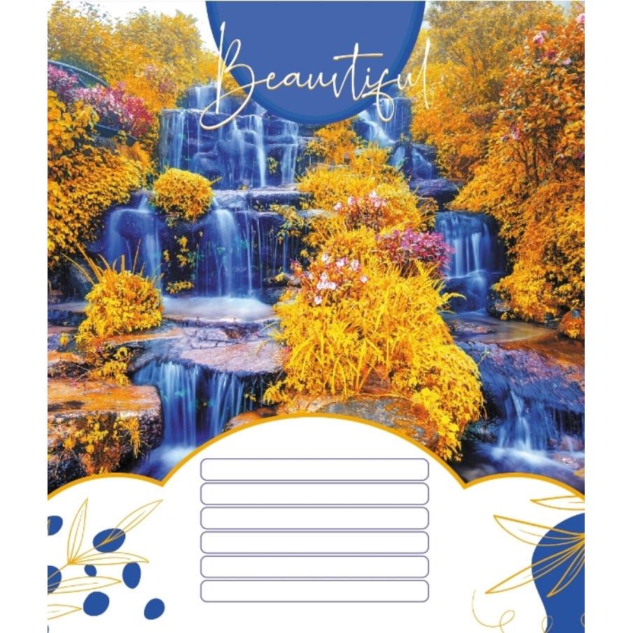 Шкільний зошит Красиві водоcпади 018-530100K-2 в клітинку 18 аркушів (RLT55198)