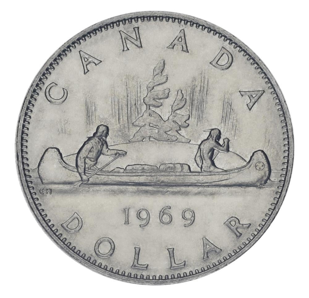 Колекційна монета Канада 1 долар 1969 F-VF Регулярний випуск - Подорож на каное (М23406)