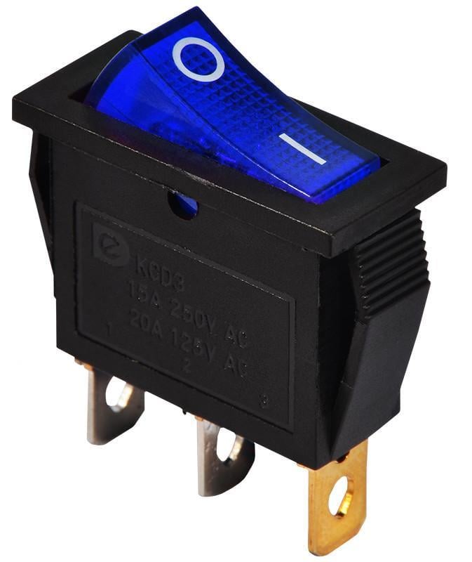 Переключатель клавишный АСКО-УКРЕМ KCD3-101N BL/B 220V 1 клавиша с подсветкой Синий (A0140040030)