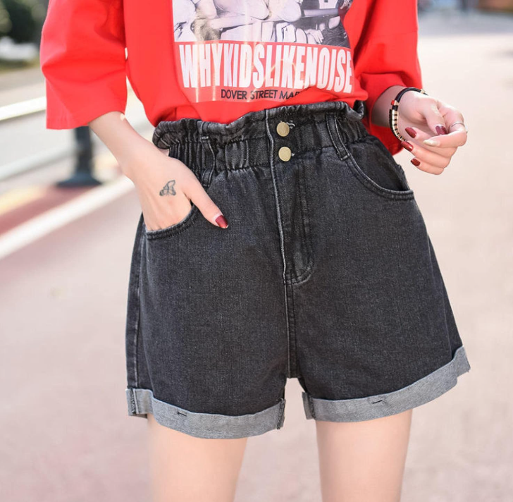 Шорты женские джинсовые высокая талия 4XL Серый (ШСА6) - фото 4 Шорты женские джинсовые высокая талия 4XL Серый (ШСА6) - фото 4