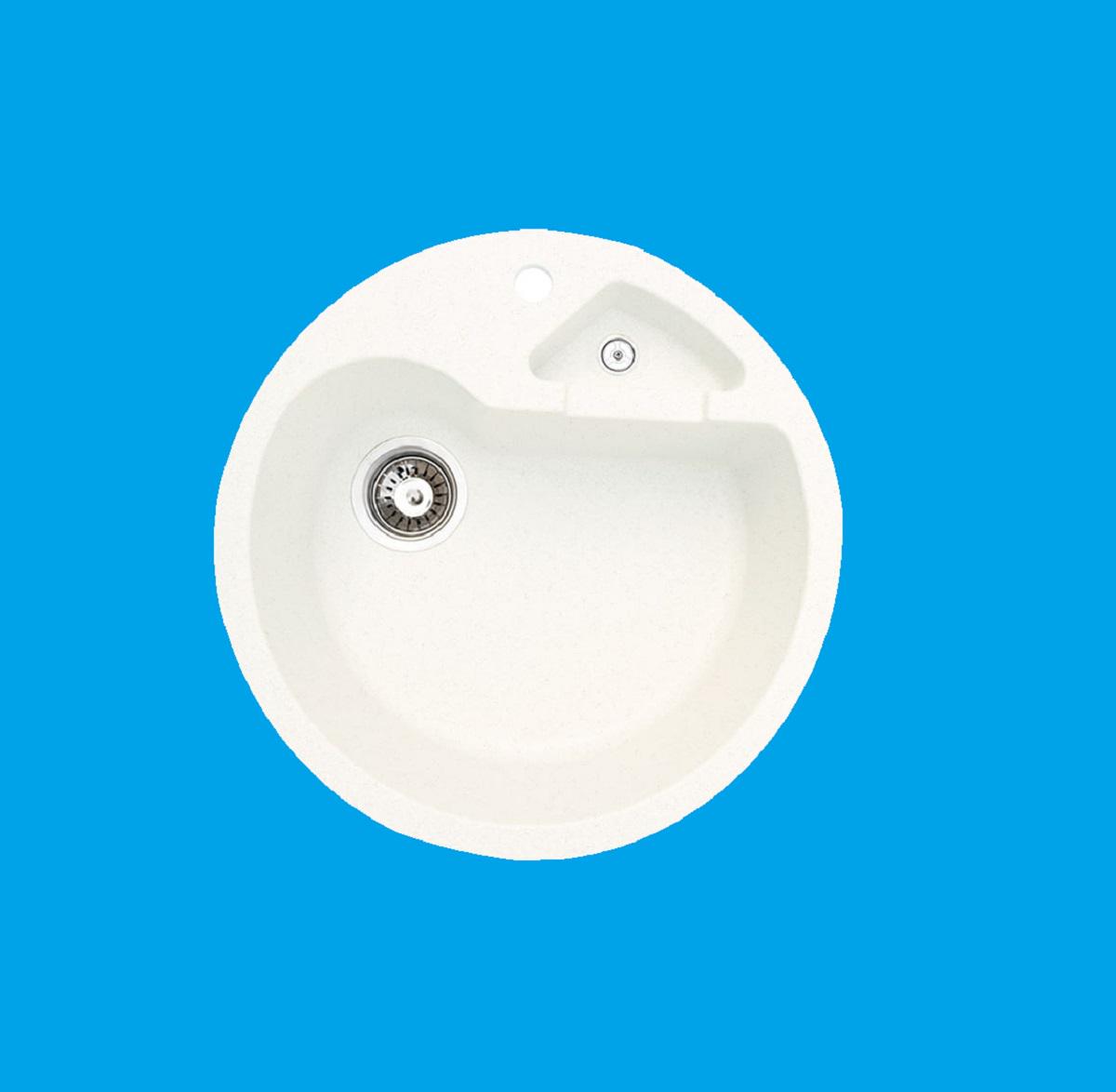 Мойка гранитная со смесителем круглая 500х500 мм Белый - фото 2 Мойка гранитная со смесителем круглая 500х500 мм Белый - фото 2