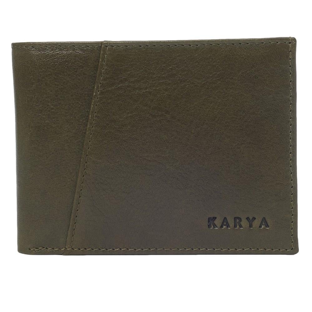 Портмоне мужское Karya 0416-617 из натуральной кожи Оливковый (2428624400)