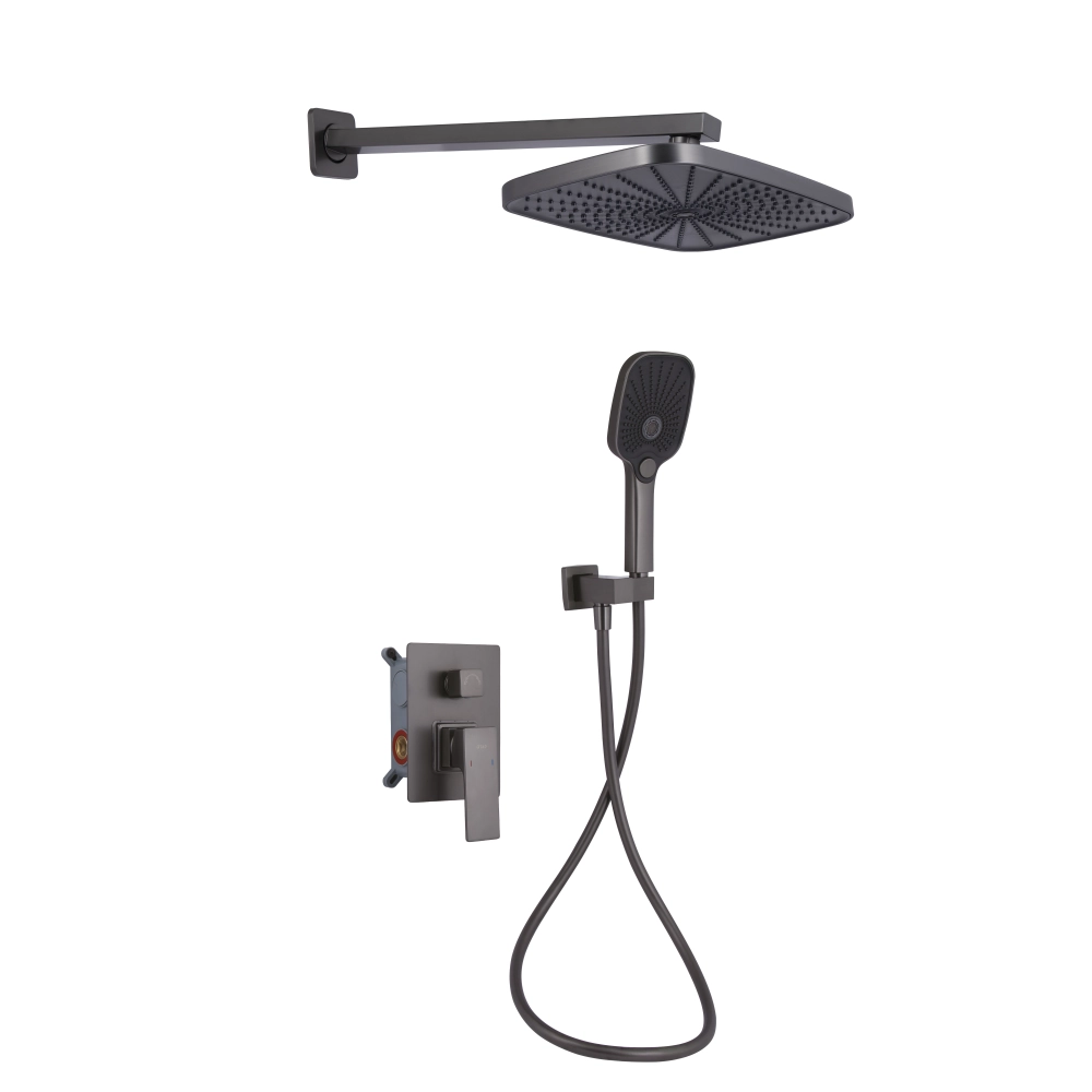 Душевая система для душа Qtap Gemini Gunmetal Black PVD k35 скрытого монтажа на два потребителя QTGEM113GMB45698 (SD00051822)