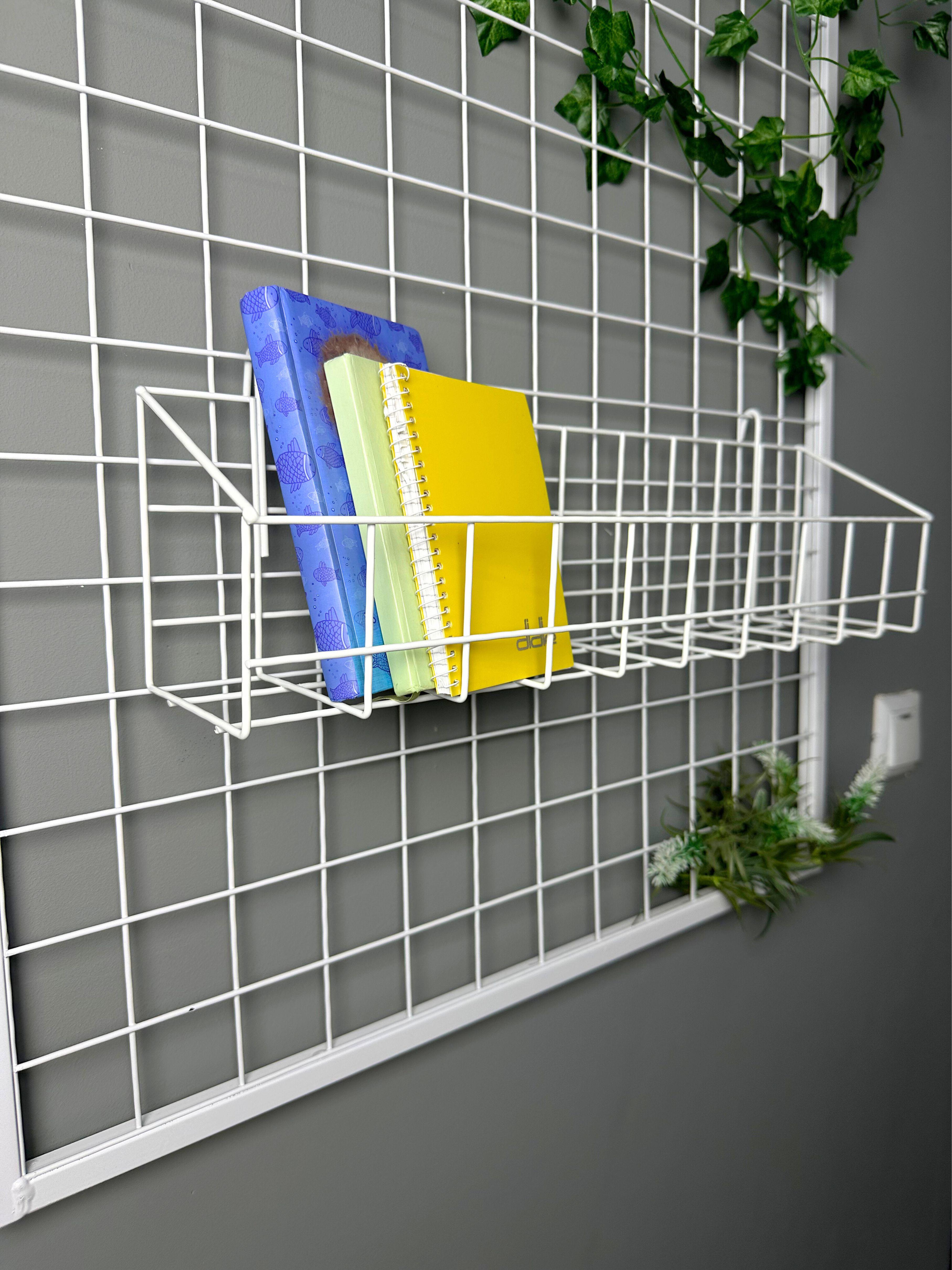 Корзина на сетку аксессуар для мудборда 50х10х8 см Белый (88367м)