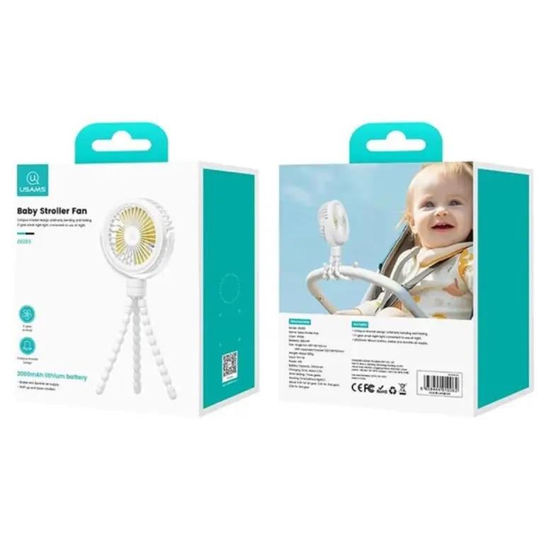 Вентилятор портативний USAMS ZB289 із гнучким штативом 2000 mAh White (605240) - фото 3 Вентилятор портативний USAMS ZB289 із гнучким штативом 2000 mAh White (605240) - фото 3