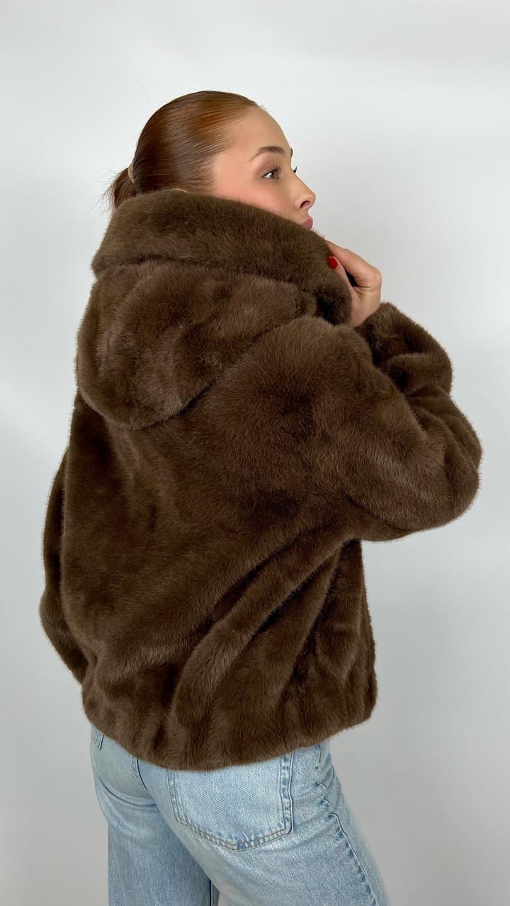 Шуба женская из эко-меха 88066-02 M Шоколадный - фото 2 Шуба женская из эко-меха 88066-02 M Шоколадный - фото 2