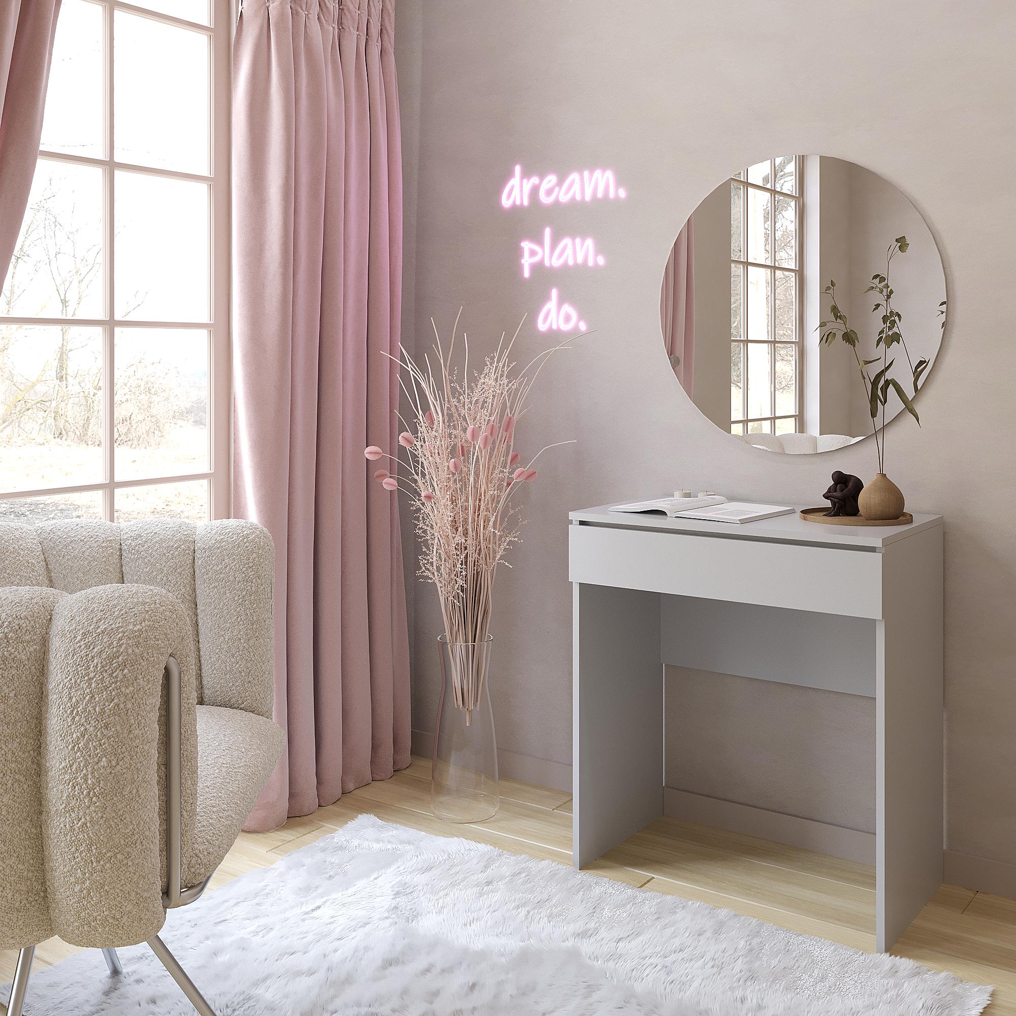 Туалетний столик з круглим дзеркалом ТЗ-софт 750x700x450 мм Серый Туалетний столик з круглим дзеркалом ТЗ-софт 750x700x450 мм Серый