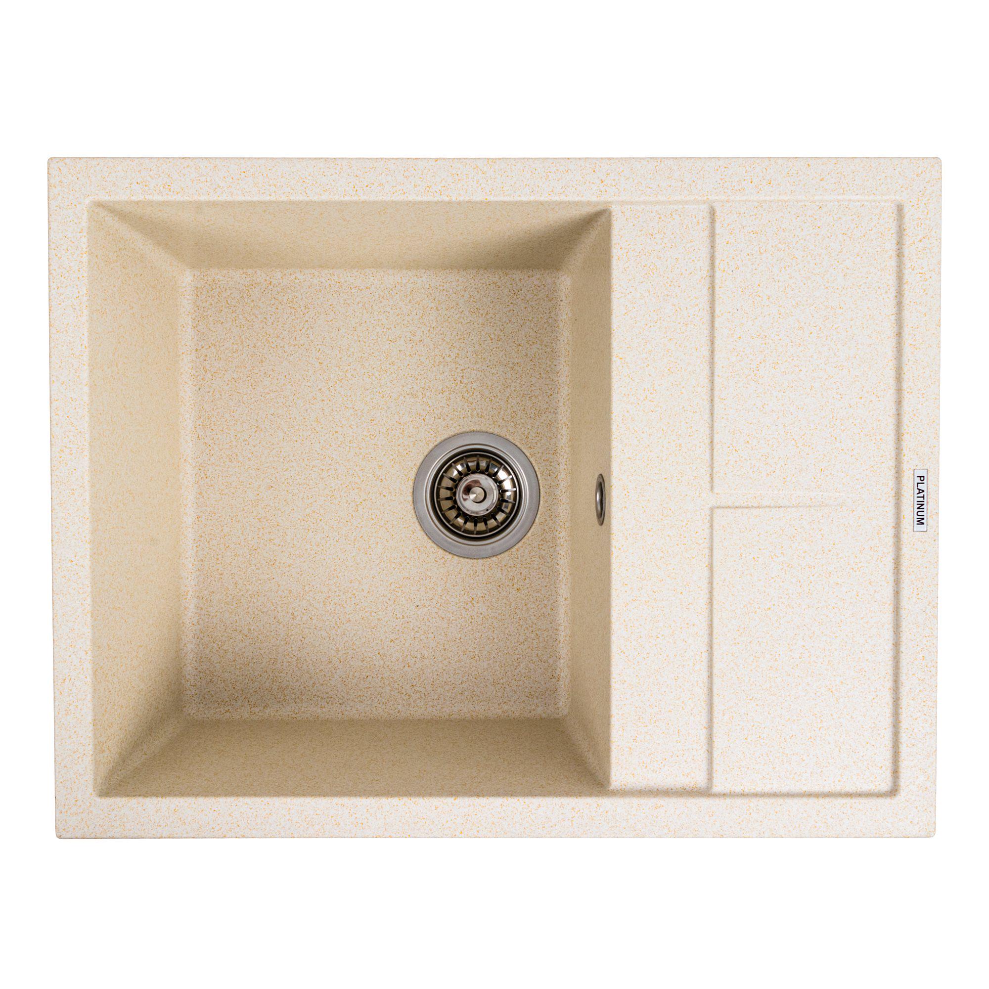 Мийка для кухні гранітна Platinum 6550 LOTOS матова Пісок