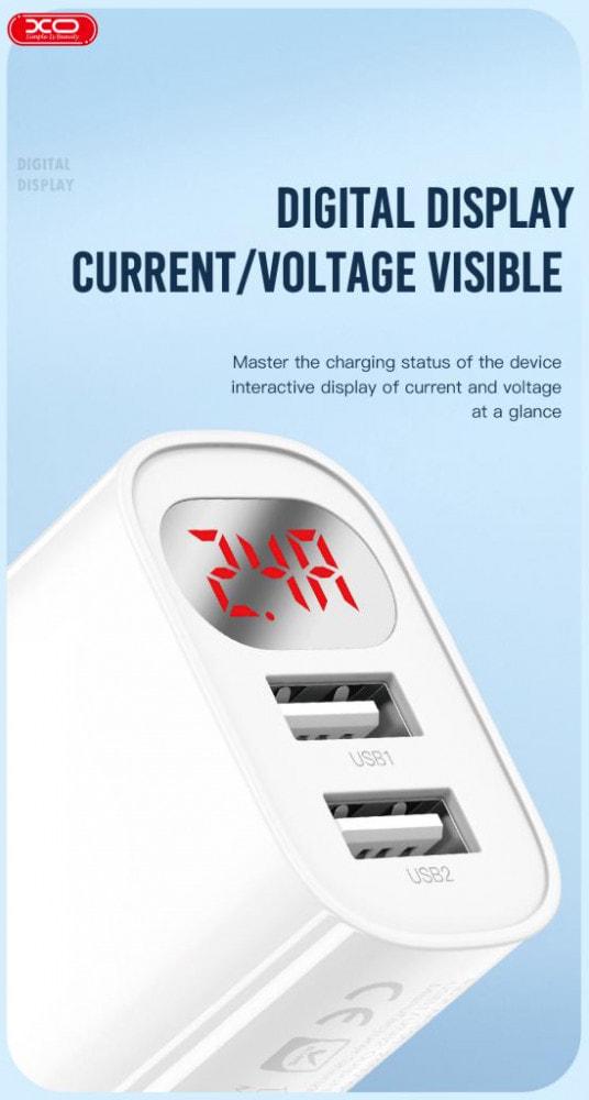 Устройство зарядное Xo L95 2 USB 2,4A кабель Type-C White (36836) - фото 5 Устройство зарядное Xo L95 2 USB 2,4A кабель Type-C White (36836) - фото 5