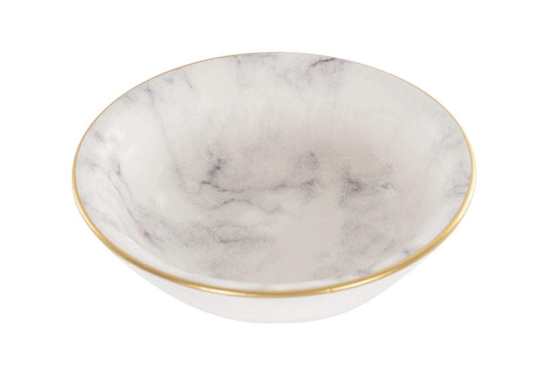 Тарелка суповая Alba ceramics Marble керамическая 14 см Белый мрамор (769-031)