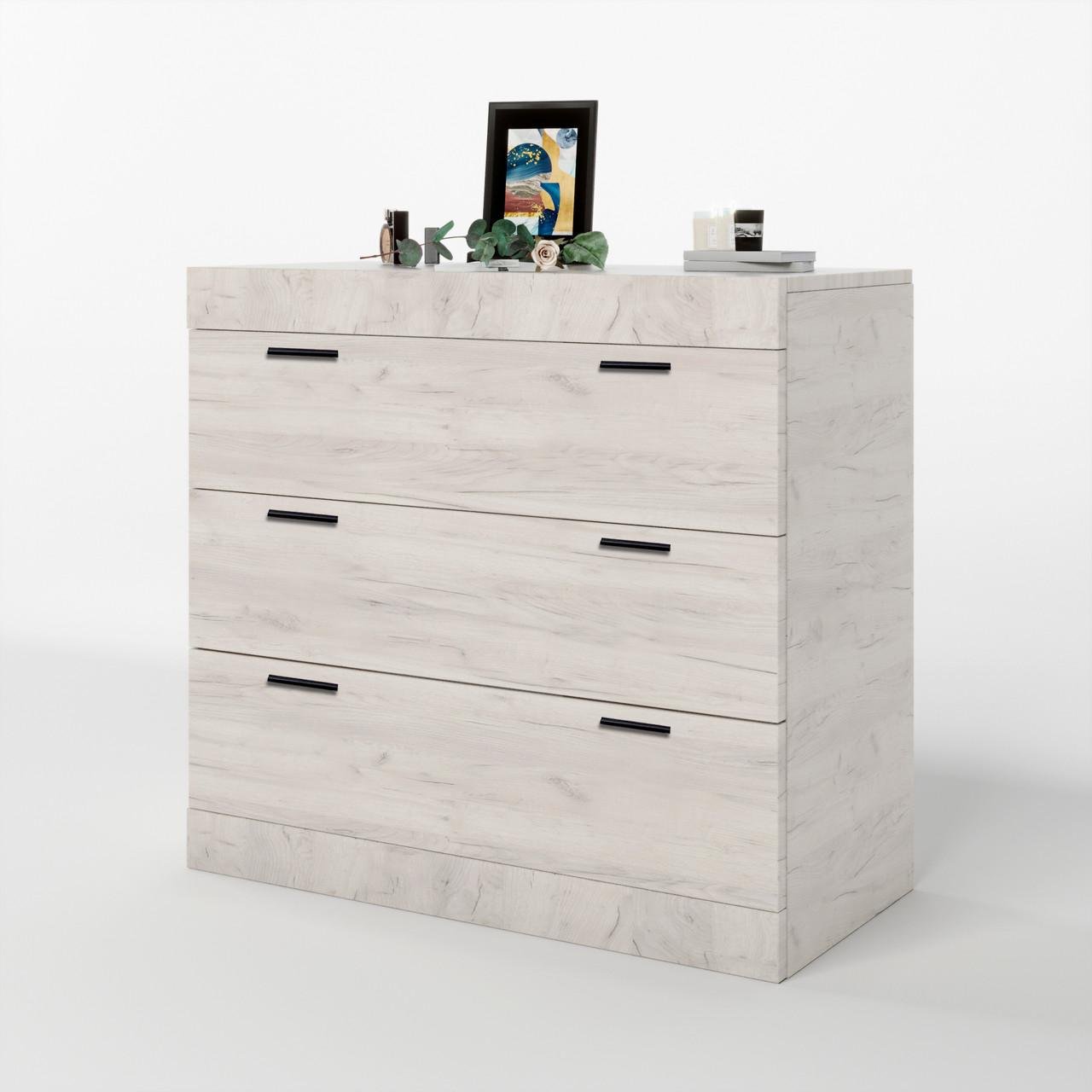 Комод Эверест Соната-1 на 3 ящика 80х38х75 см Дуб крафт белый (EVR-2693)