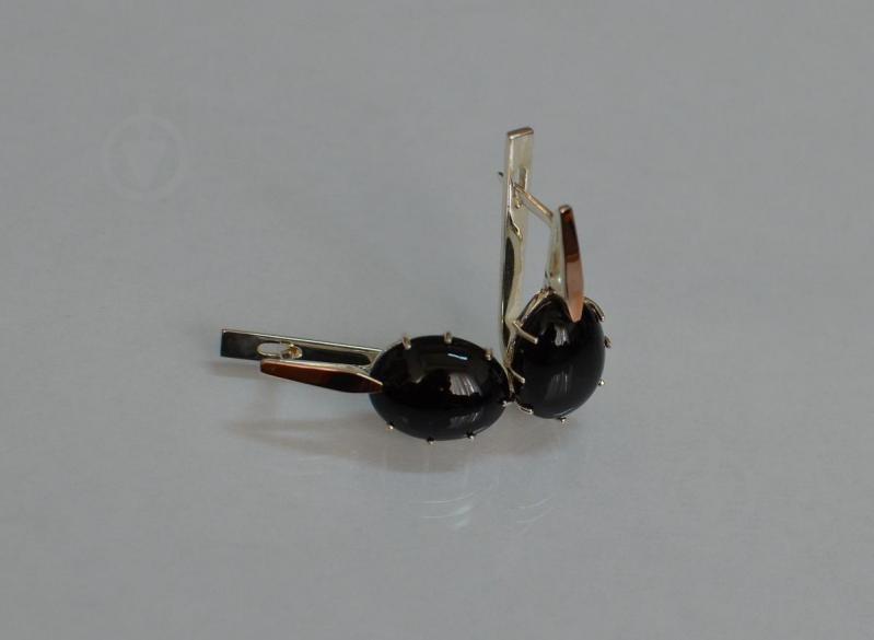 Серебряные серьги Sil с золотыми накладками 147s-3 Черный (Sil-1122)