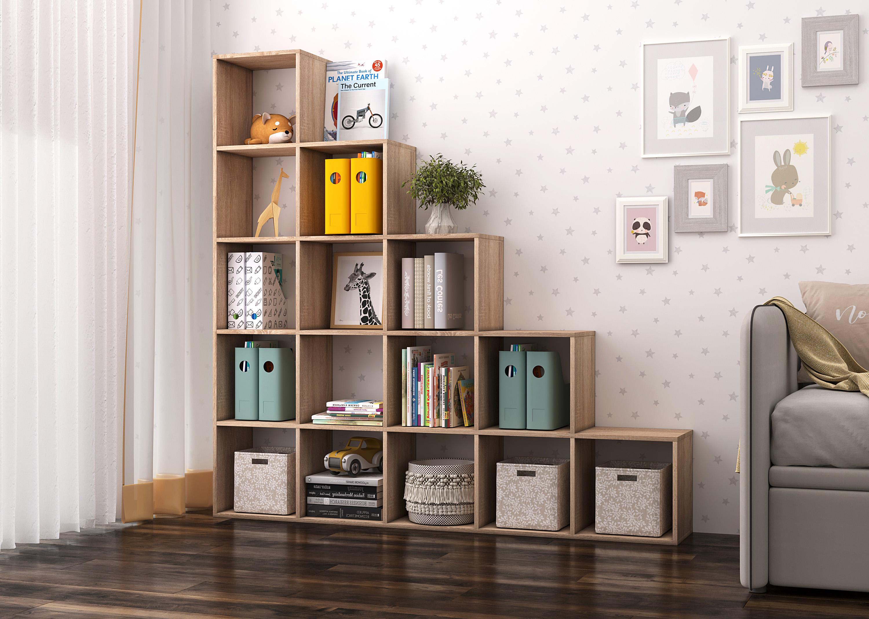 Стелаж гірка для книг/іграшок/речей 177х177х30 см Дуб сонома - фото 1 Стелаж гірка для книг/іграшок/речей 177х177х30 см Дуб сонома - фото 1