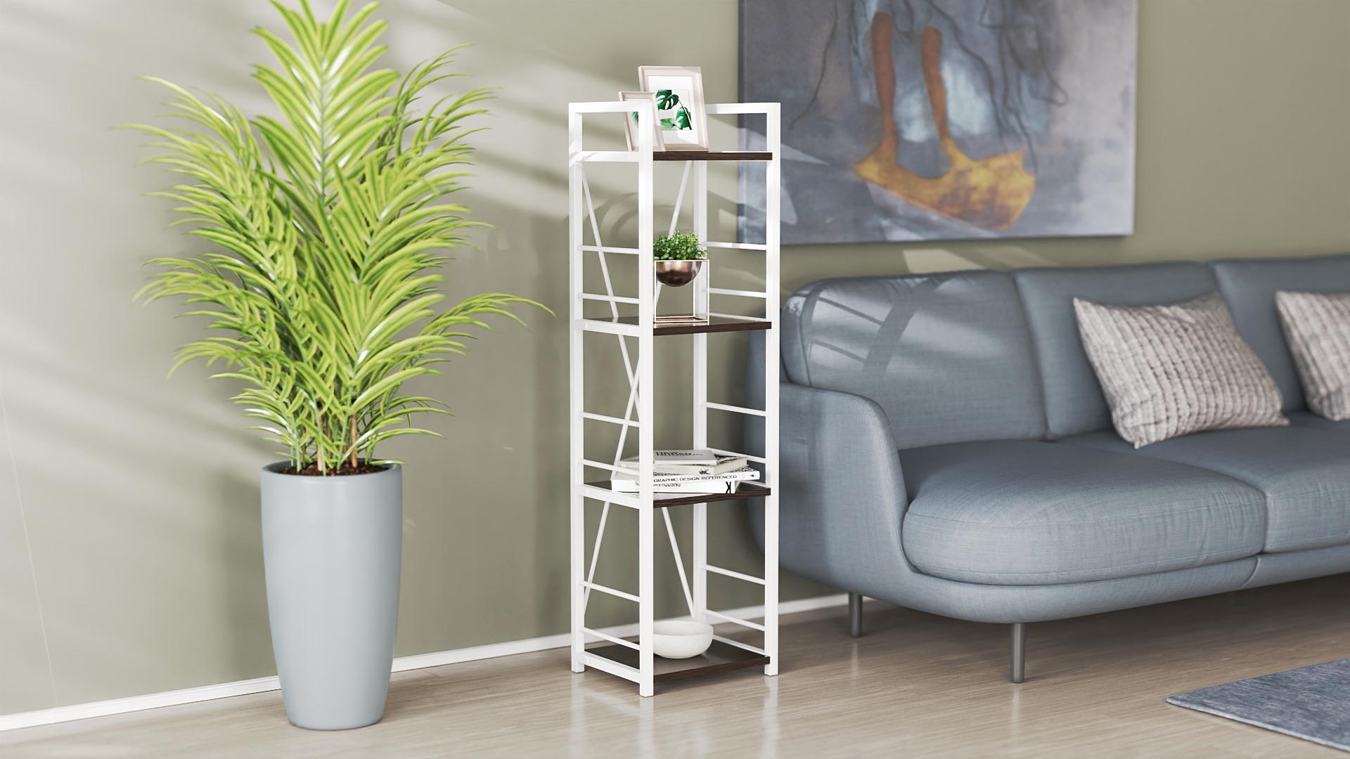 Этажерка Ferrum-decor Коннект 4/34 ДСП 16 мм 120x34x28 см Белый/Венге (FRD-105525)