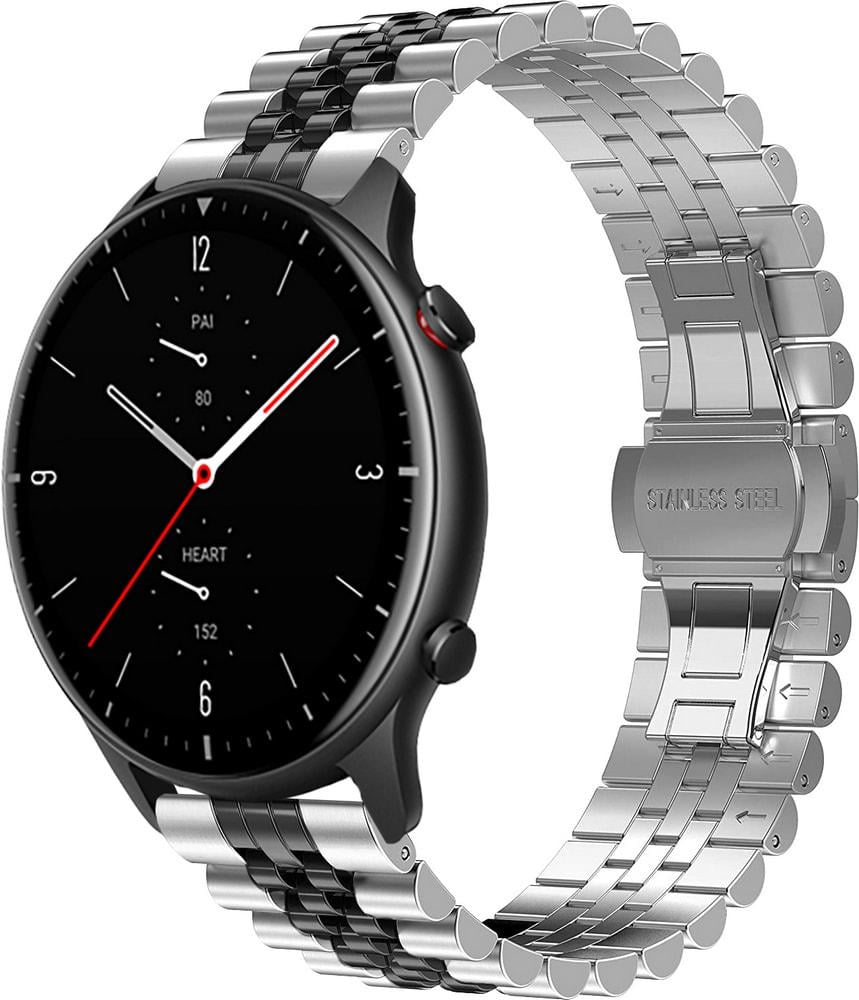 Браслет металлический Stech Line для Amazfit GTR 2e Silver Black (29151-69)