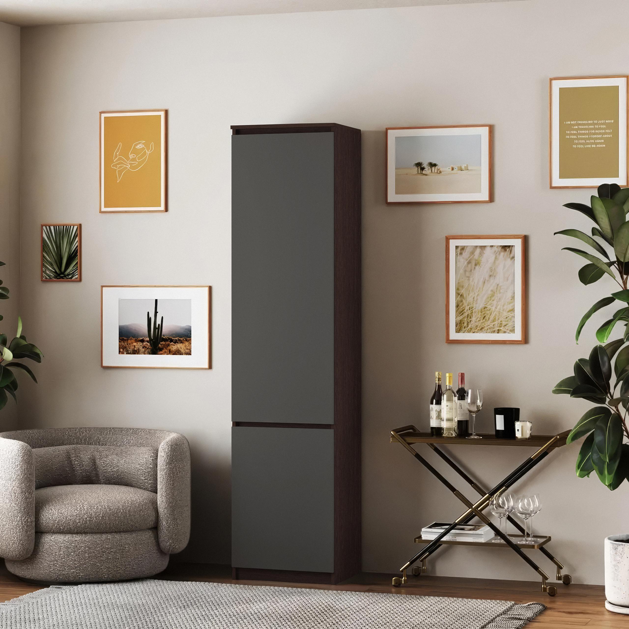 Шкаф-пенал с полками T-217 500х498х2117 мм Венге Магия/Антрацит - фото 1 Шкаф-пенал с полками T-217 500х498х2117 мм Венге Магия/Антрацит - фото 1