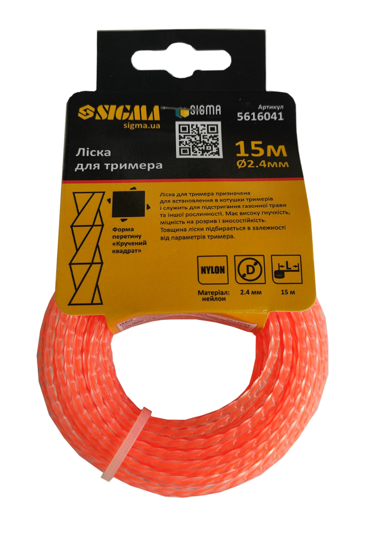 Жилка для тримера кручена Sigma 2,4 мм 15 м (1773) Жилка для тримера кручена Sigma 2,4 мм 15 м (1773)