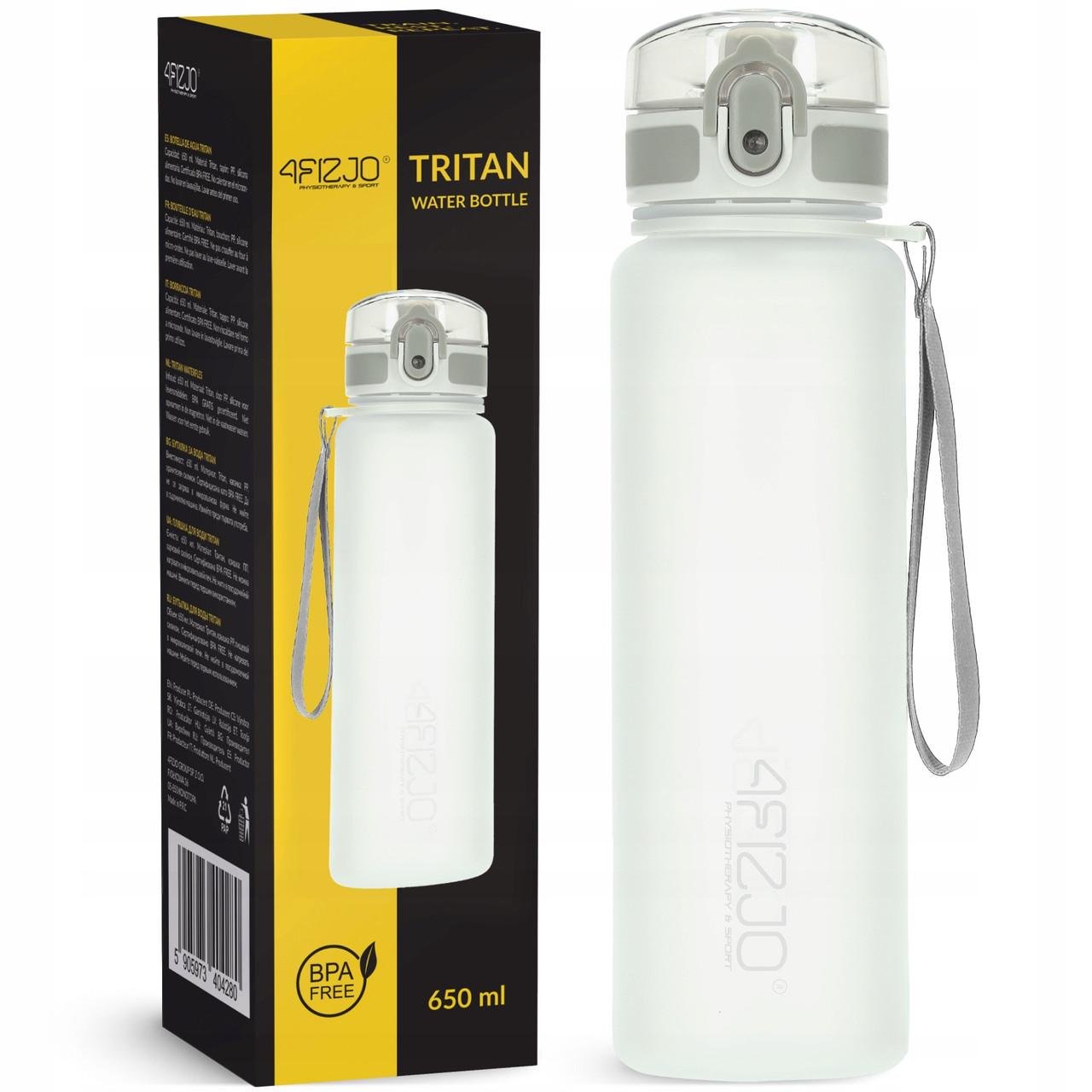 Бутылка для воды спортивная 4FIZJO 650 мл Grey (P-5905973404280)