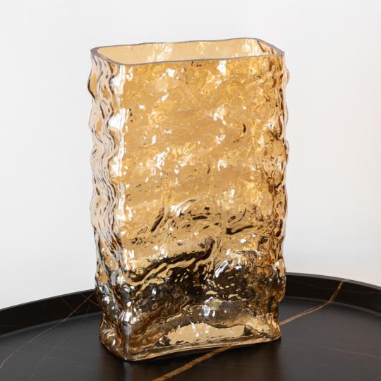 Ваза стеклянная Золотые лучи 24 см Золотой (80020)