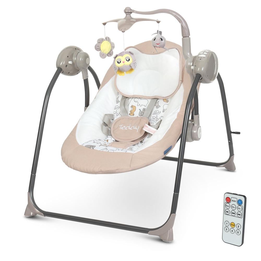 Укачивающий центр детский El Camino ME 1075 TEDDY с пультом из текстиля и пластика 80х65х77 см Бежевый (150-7-ME 1075 TEDDY Beige)