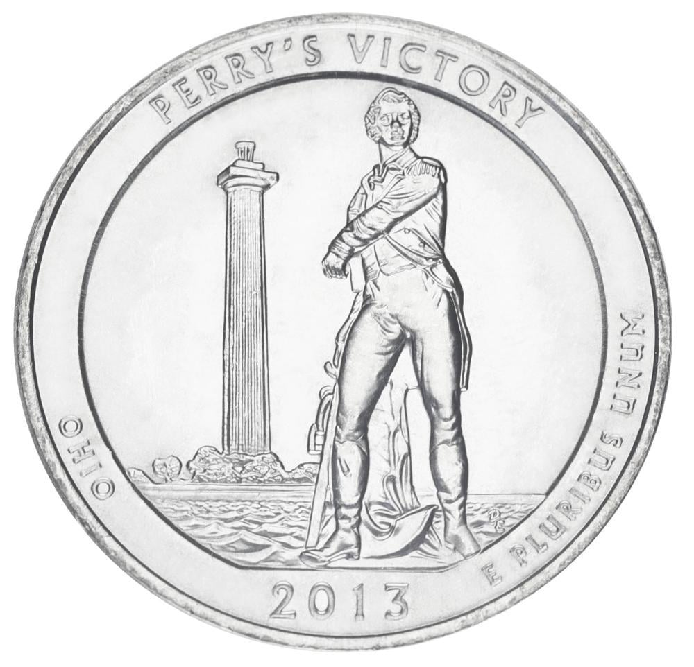 Коллекционная монета США 25 центов квотер 2013 P «Национальные парки Победа Перри 17-й парк» UNC KM 543