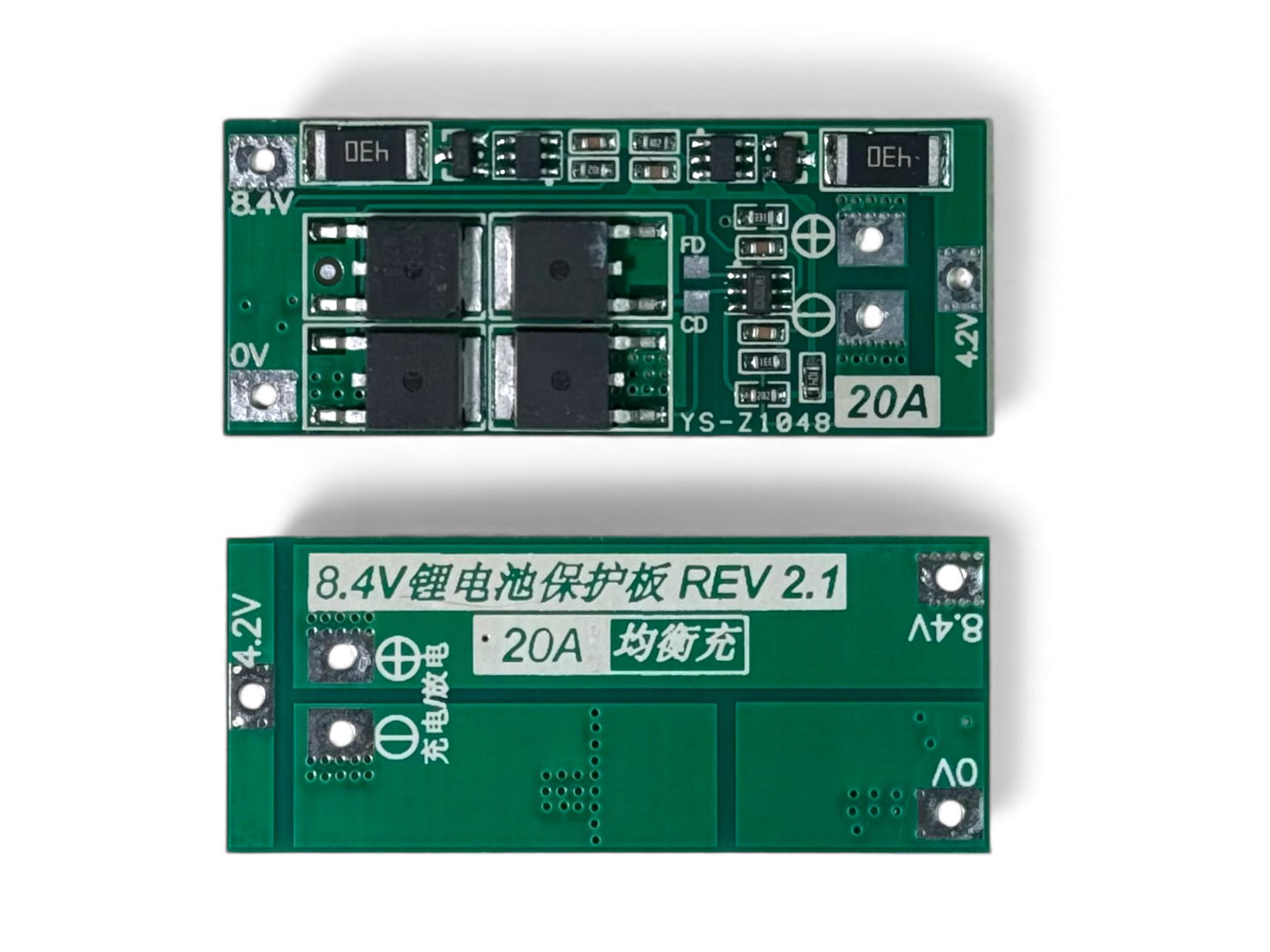 Плата BMS 2S 20A 7,4/8,4V для Li-Ion аккумуляторов с балансировкой (FL24)