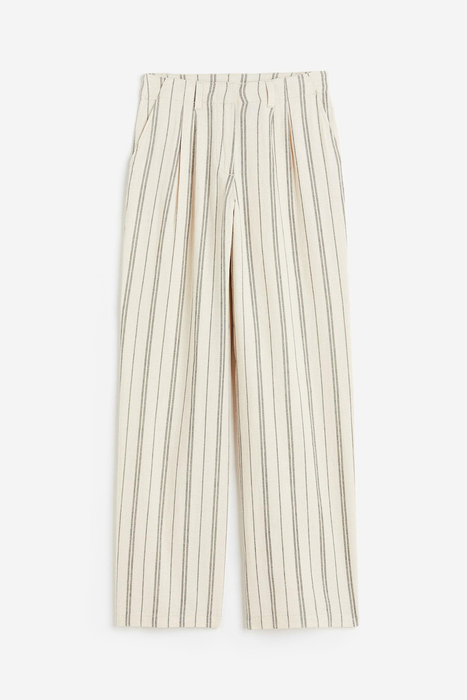 Штани H&M смужка р. 44 Кремовий (X4021143468)