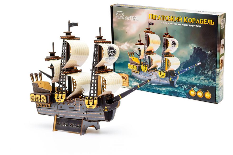 Пазл конструктор из дерева 3D PuzzleOK Пиратский Корабль 196 деталей