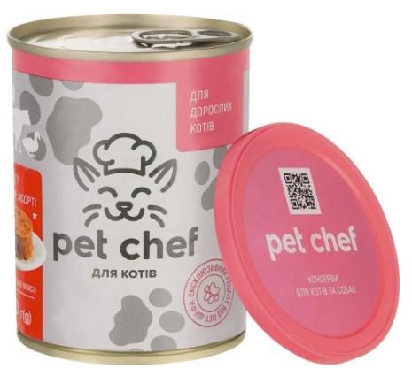 Корм вологий для дорослих кішок Pet Chef паштет м'ясне асорті 360 г (4820255190402)