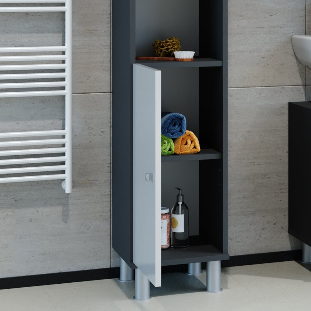 Пенал в ванную Vicco Fynn 30x190 Белый-антрацит - фото 6 Пенал в ванную Vicco Fynn 30x190 Белый-антрацит - фото 6