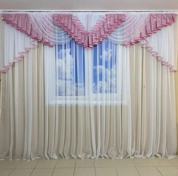 Ламбрекен блекаут/шифон 3 м Розовый (447)