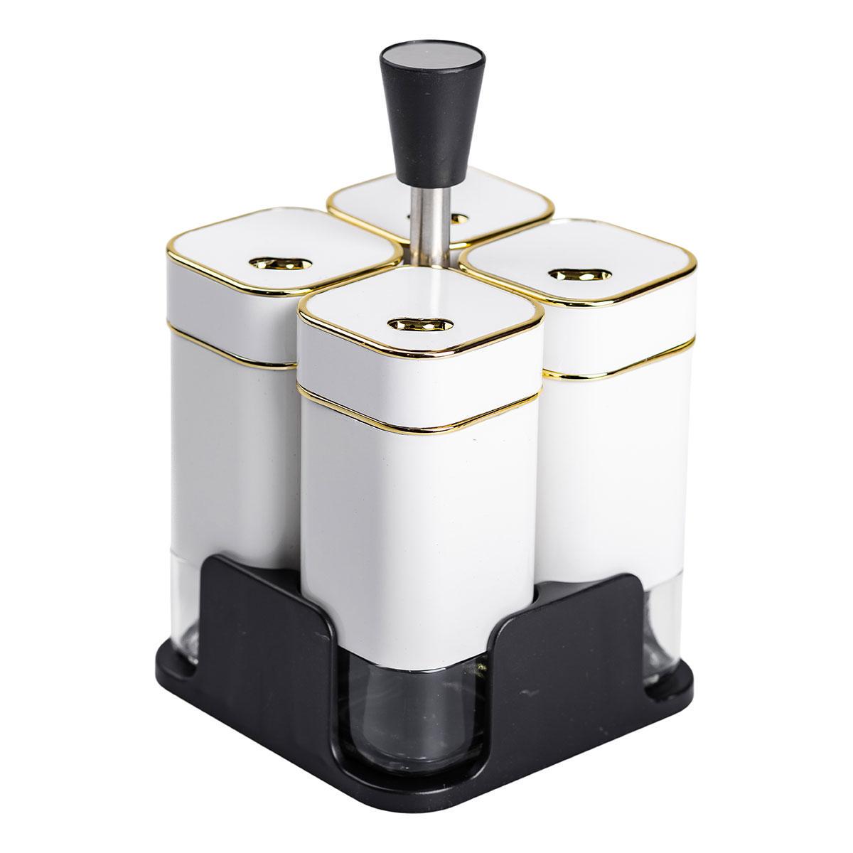 Набір для спецій на підставці HP-1312 4 шт. 10х10х17 см 120 мл Білий (A-033682) - фото 3