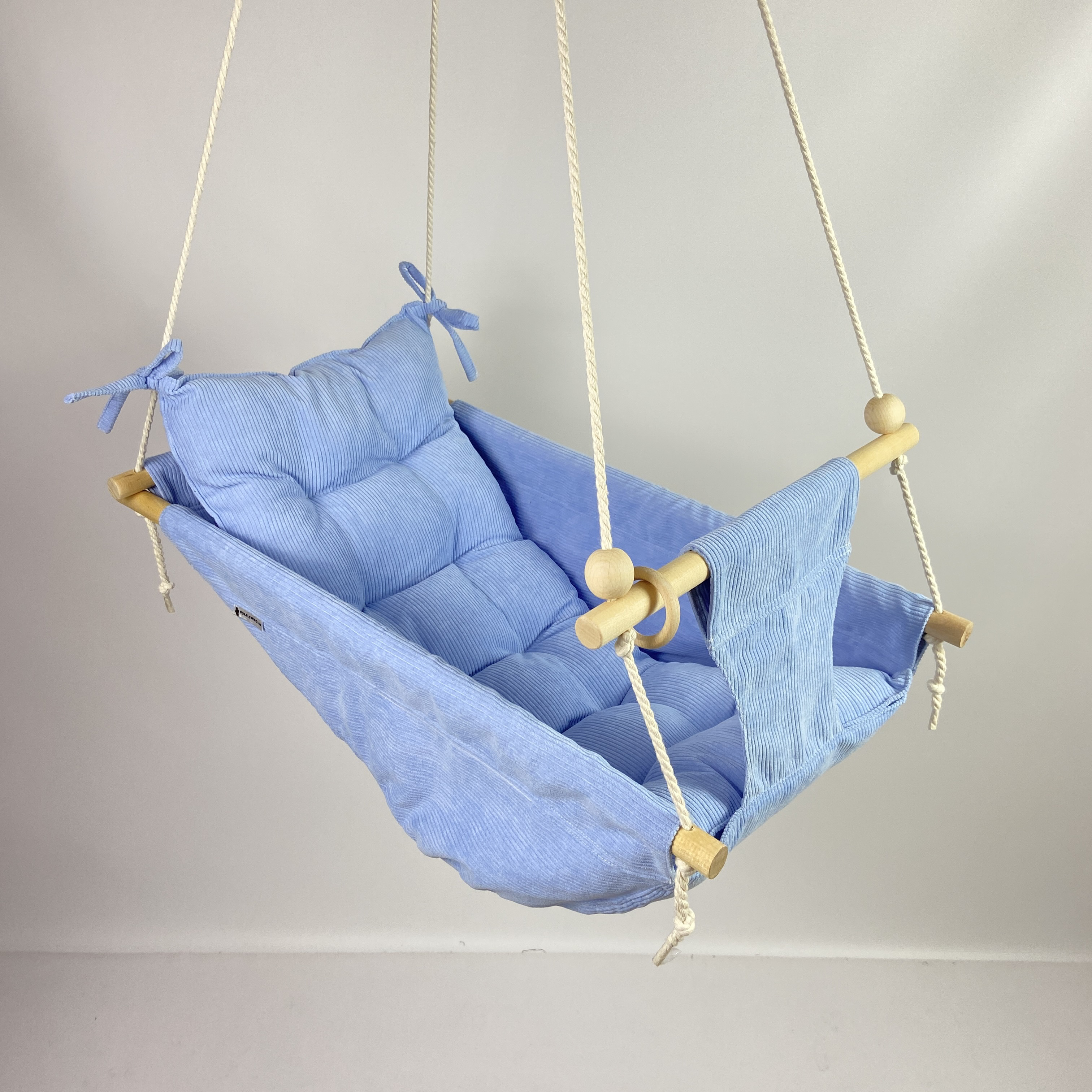 Подвесные детские качели Колыбелька с вельвета Голубой (gs-8735)