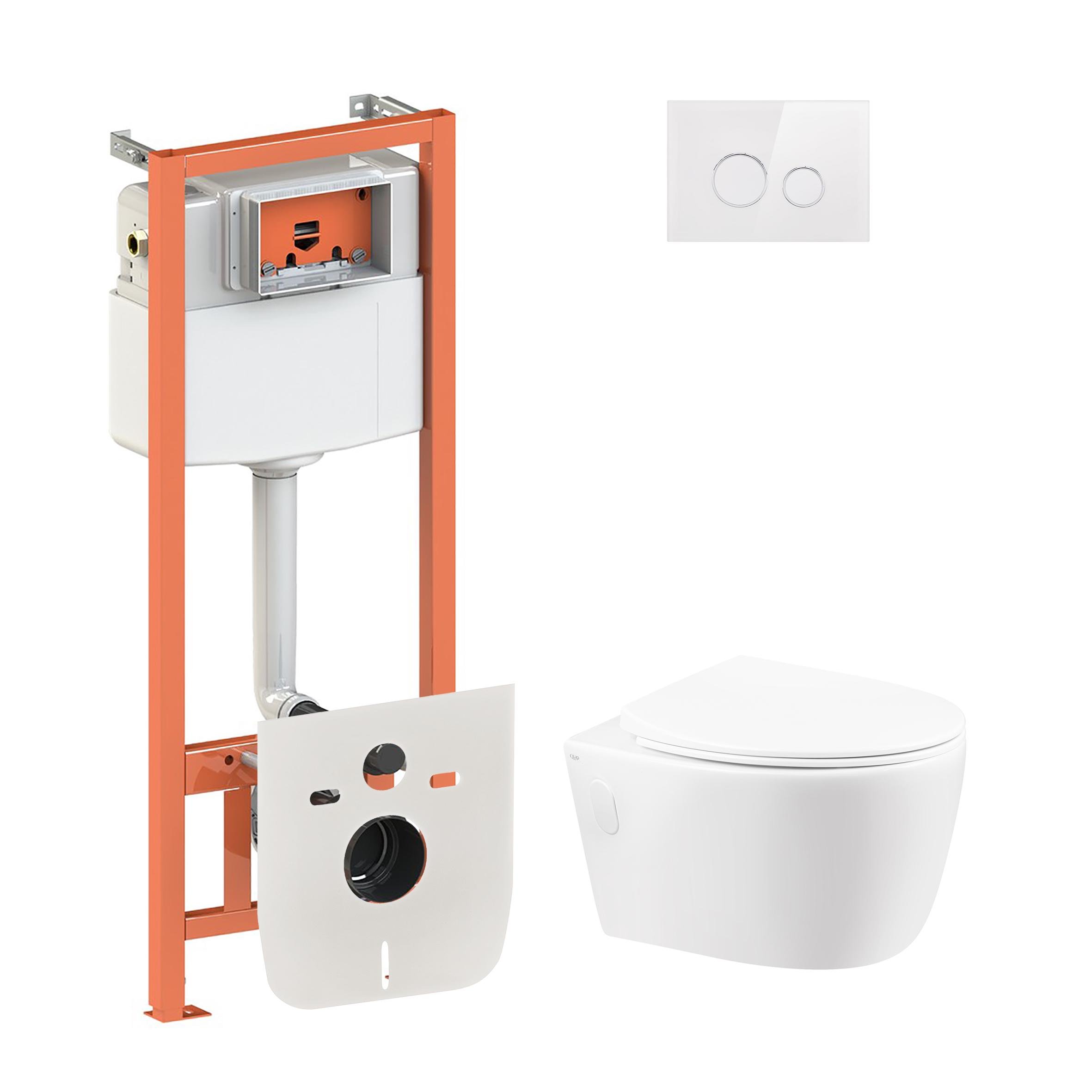 Комплект инсталляции Q-tap Nest QT11331002ERW0133M425V1164GW с унитазом кнопка Белый (120918)