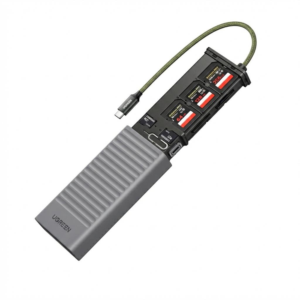 Кардридер-кейс для карт памяти UGREEN CM856 USB-C/USB-A SD/MicroSD Серый (55899)