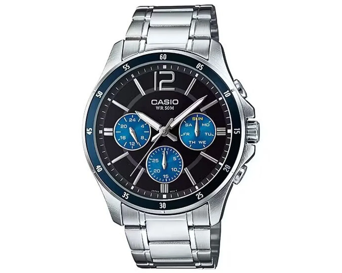 Наручные часы мужские Casio MTP-1374D-2AVDF d 42 мм Серебряный/Синий (2455287075)