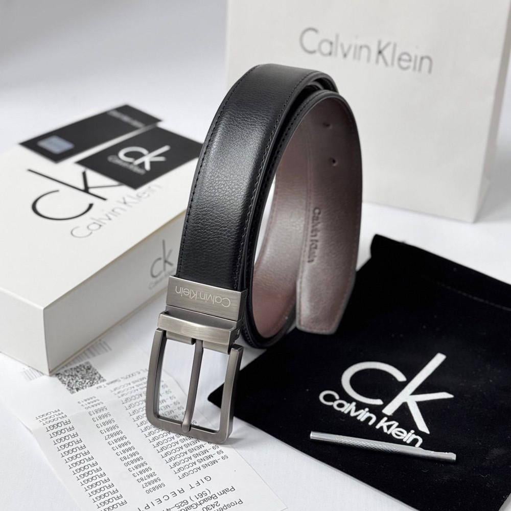 Ремень двухсторонний кожаный в подарочной упаковке Черный/Коричневый (450 PTR)