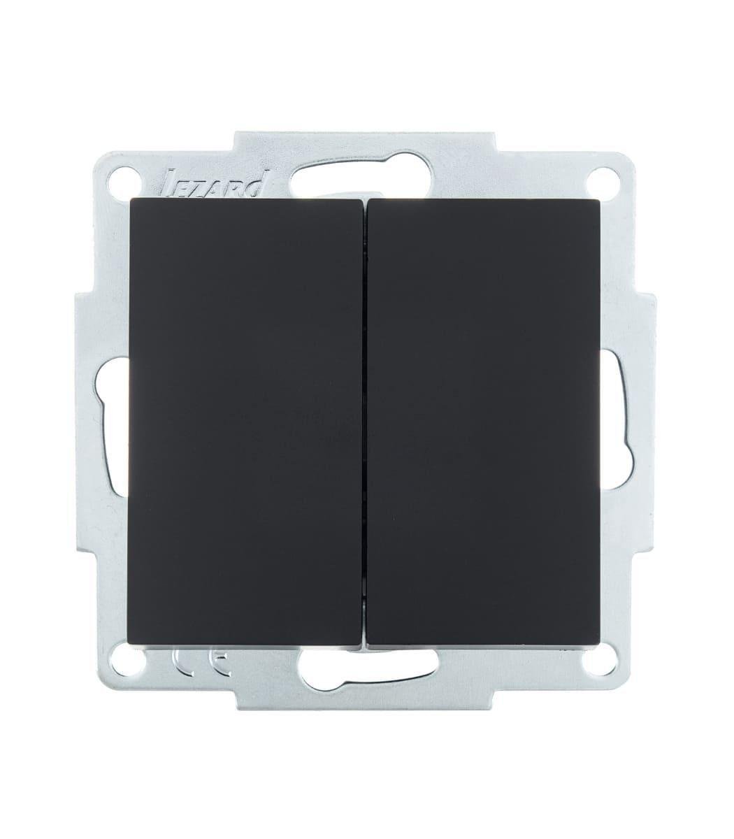 Выключатель двухклавишный Lezard Vesna Черный (27549426)