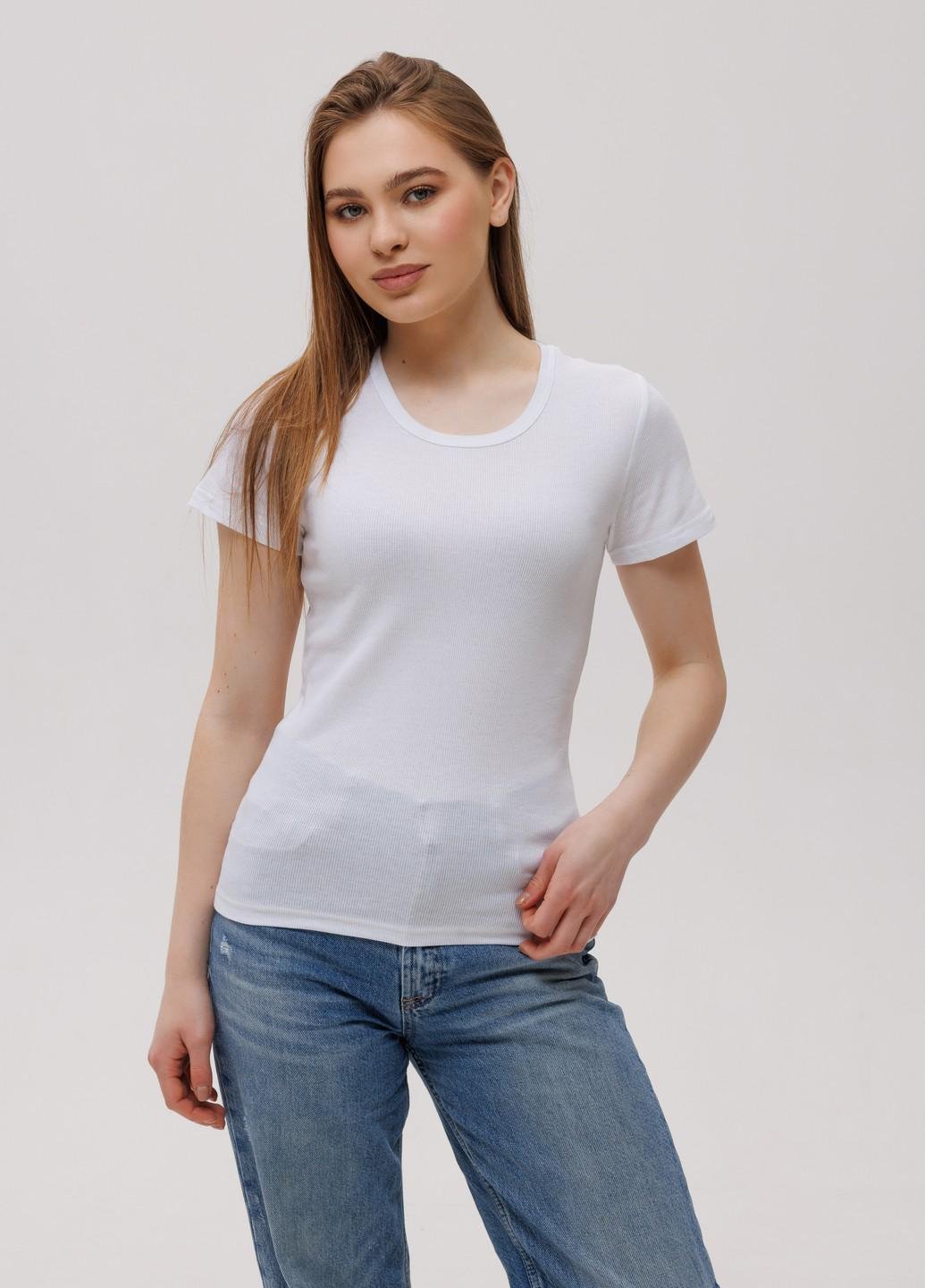 Футболка женская в рубчик Наталюкс базовая M Белый (3323733200031)