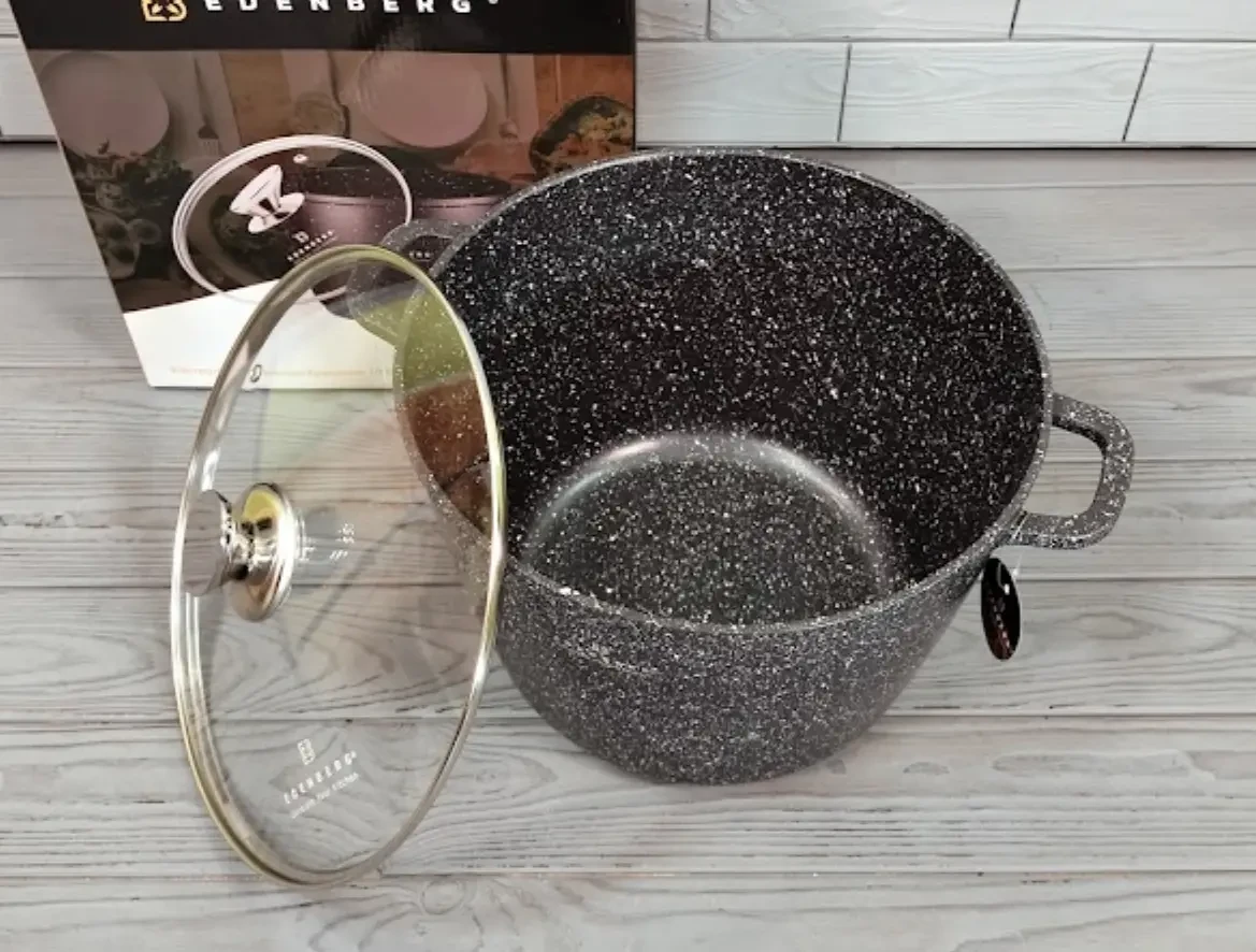 Каструля-казан Edenberg 10 л з алюмінію та мармуровим покриттям (EB-1172) - фото 4 Каструля-казан Edenberg 10 л з алюмінію та мармуровим покриттям (EB-1172) - фото 4