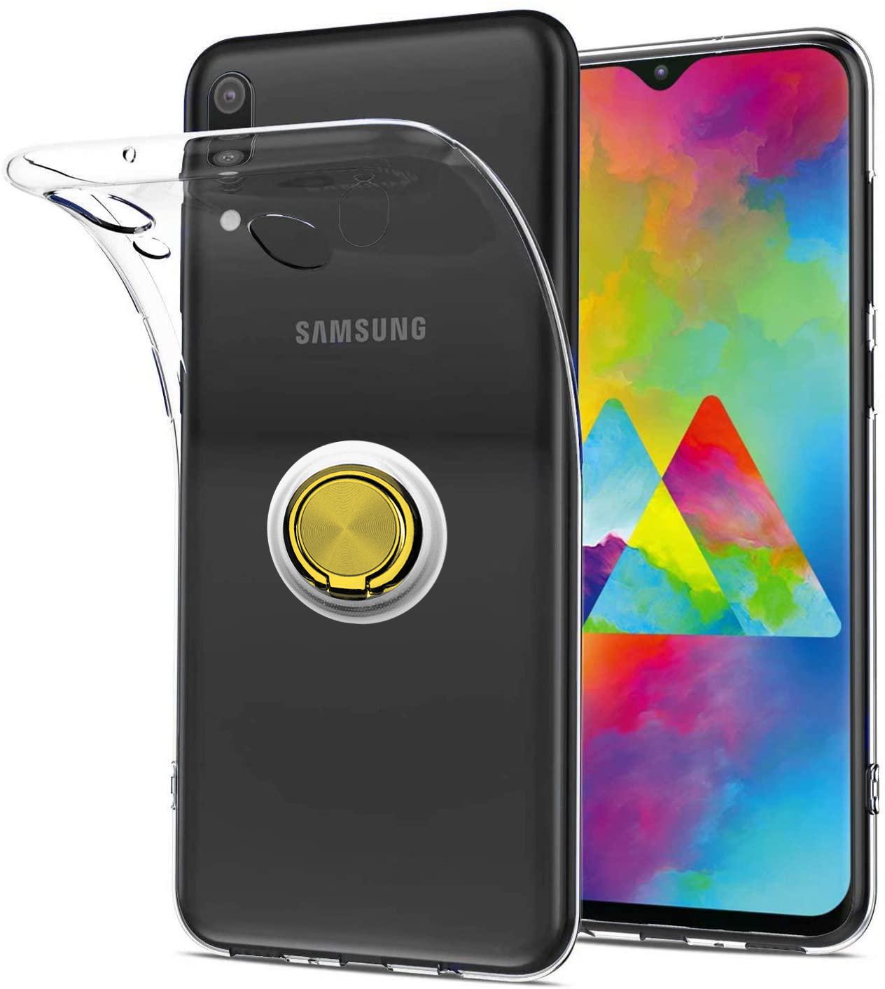 Прозрачный чехол с кольцом для Samsung Galaxy M20 M205 Gold (09726-2A)