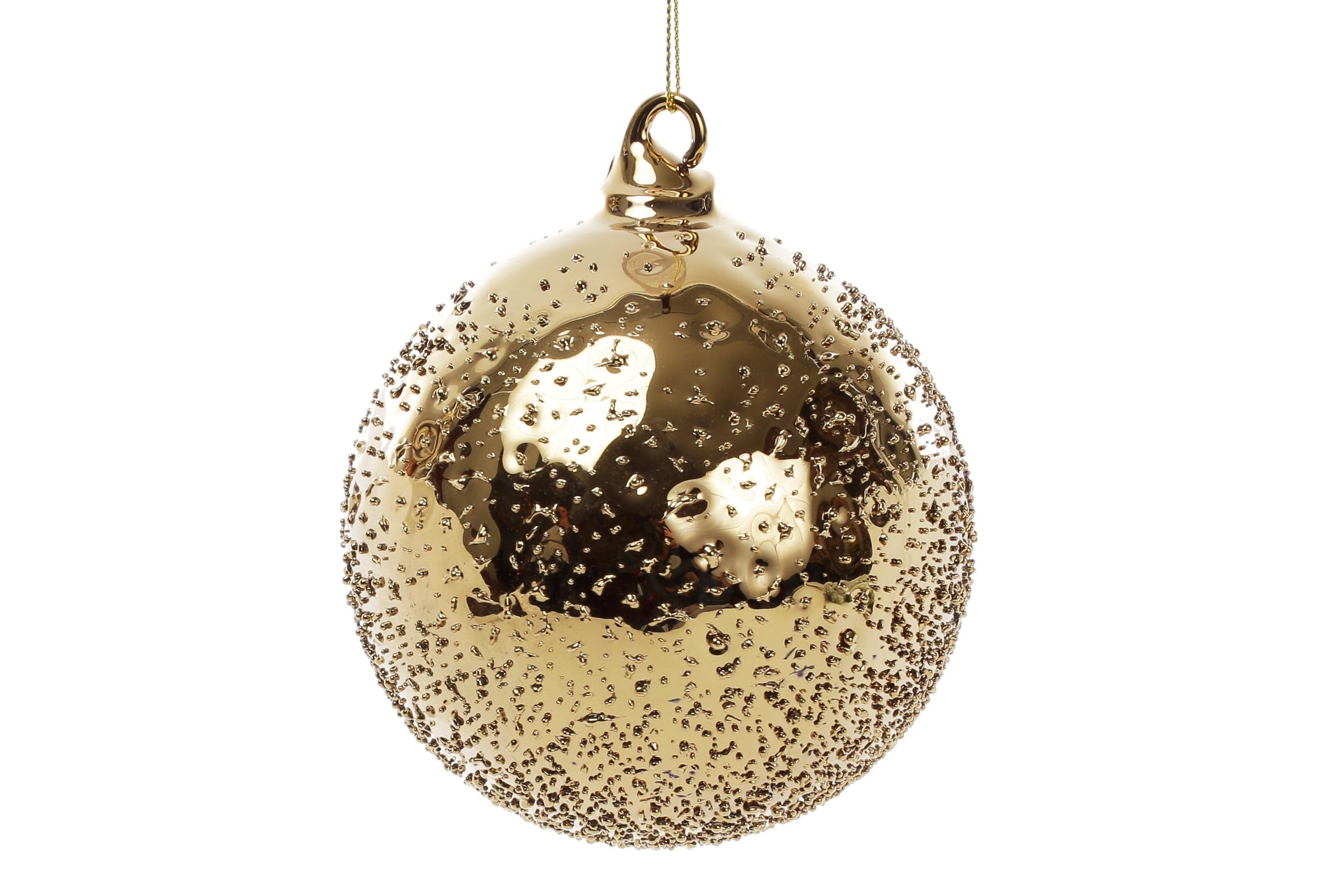 Іграшка на ялинку скляна BonaDi Куля 10 см Золотий (NY15-403)
