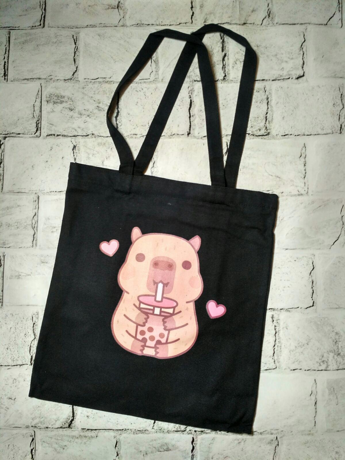 Эко-сумка шоппер на молнии Капибара 35х38 см Черный (25-138) Эко-сумка шоппер на молнии Капибара 35х38 см Черный (25-138)