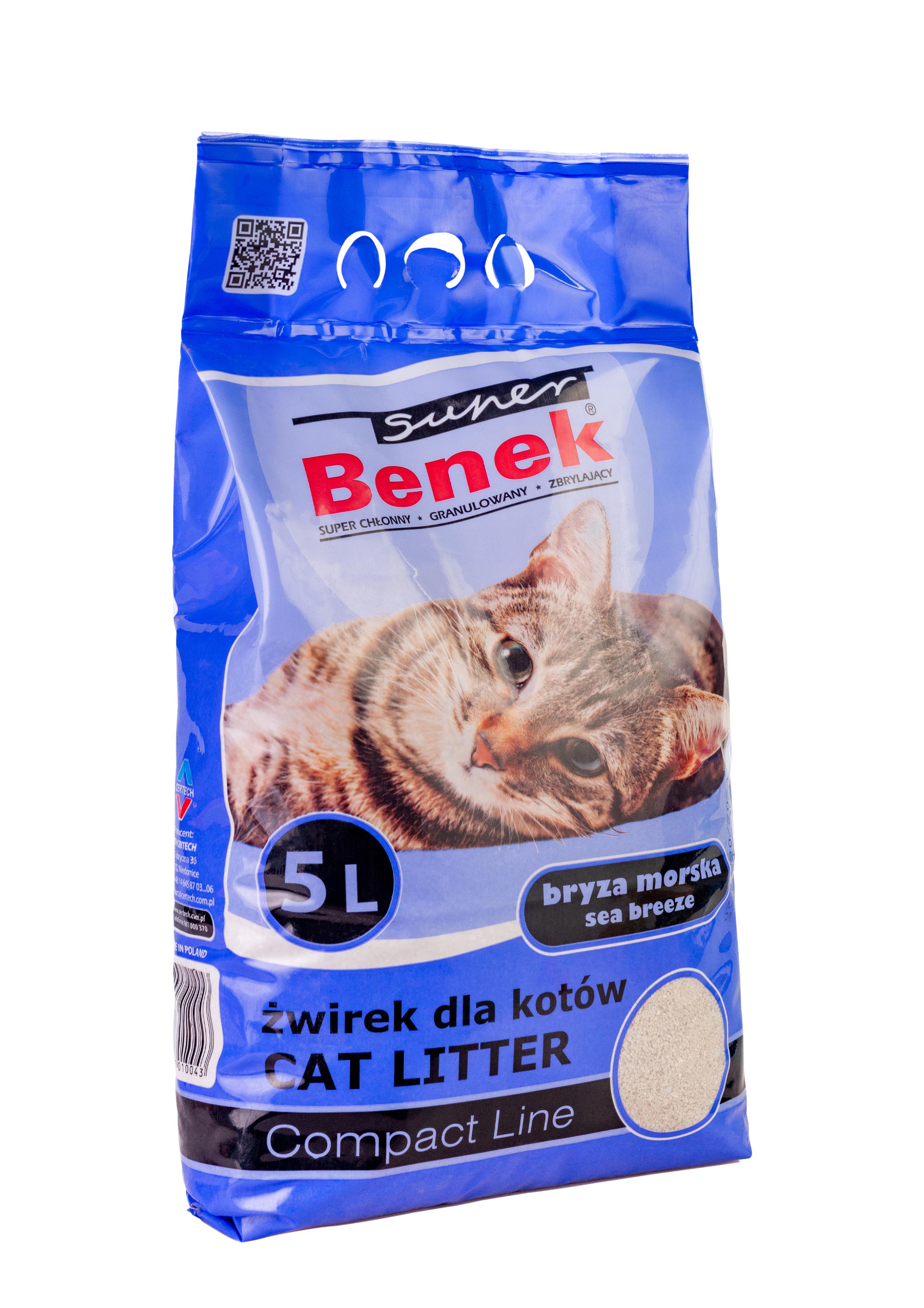Наповнювач бентонітовий для котячих туалетів Супер Бенек Компакт з ароматом Морський бриз 5 л Наповнювач бентонітовий для котячих туалетів Супер Бенек Компакт з ароматом Морський бриз 5 л
