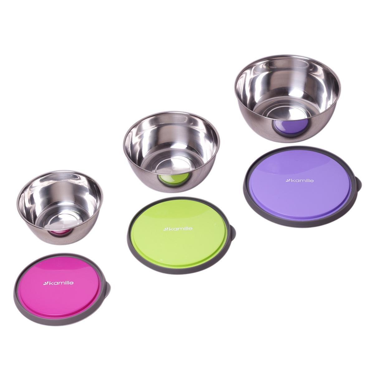 Миски із нержавіючої сталі з кришками Kamille 3 шт. - фото 2 Миски із нержавіючої сталі з кришками Kamille 3 шт. - фото 2