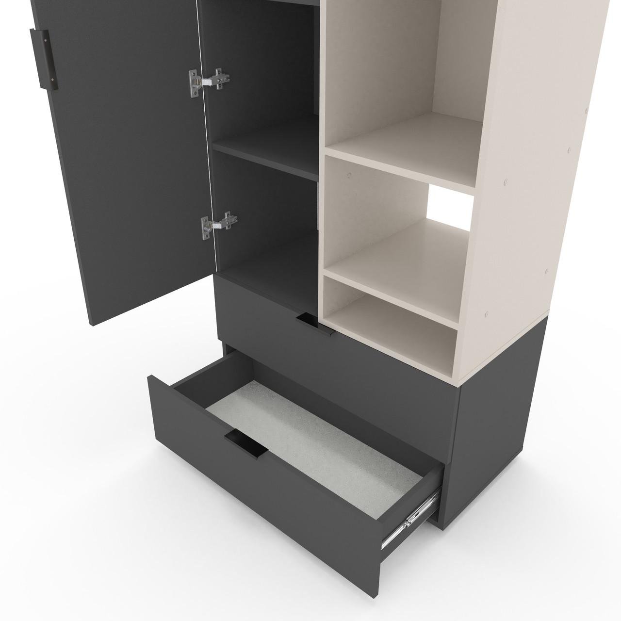 Шафа Metkas Home A001R ЛДСП 800x420x2300 мм Антрацитовий/Кашемір - фото 3 Шафа Metkas Home A001R ЛДСП 800x420x2300 мм Антрацитовий/Кашемір - фото 3