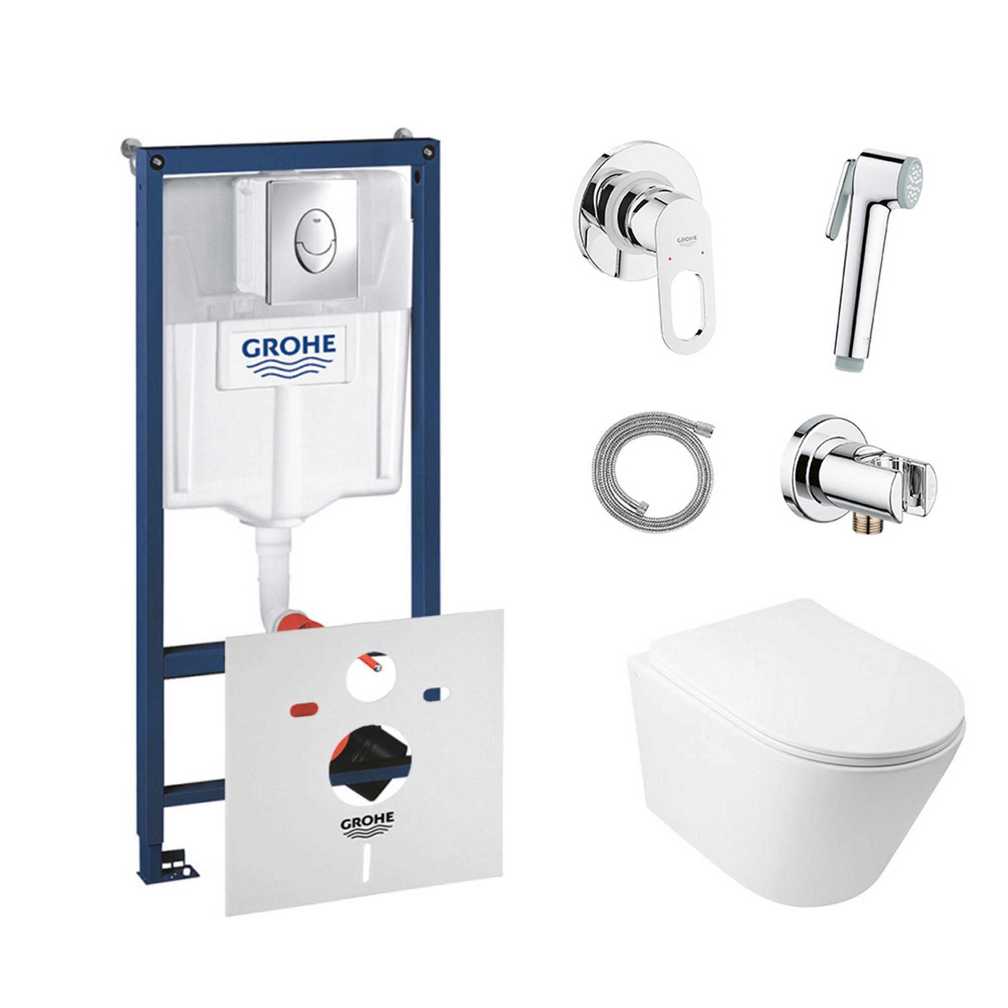 Комплект инсталляции Grohe Rapid SL 38721001QT16335178W111042 с унитазом и кнопкой Хром (75779)