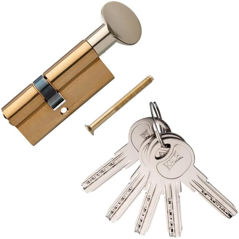 Цилиндр Kale 164SMC 80 мм 5 ключей с вертушкой на длинной стороне Латунь