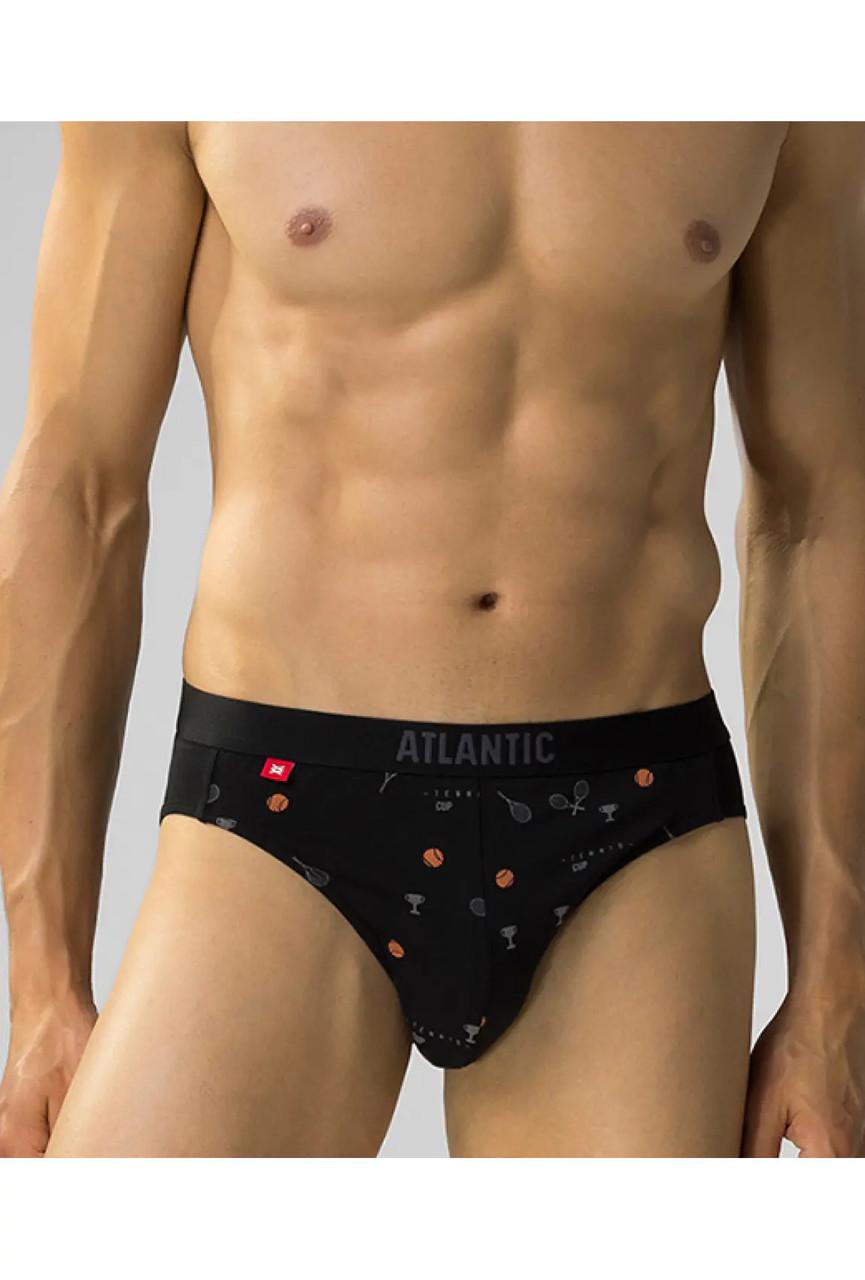 Набор трусов-брифов Atlantic 3MP-171 средней посадки хлопковых 3 шт. L Черный/Графитовый/Голубой (25211229) - фото 4